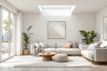 Bright living room with natural daylight and energy-conscious design